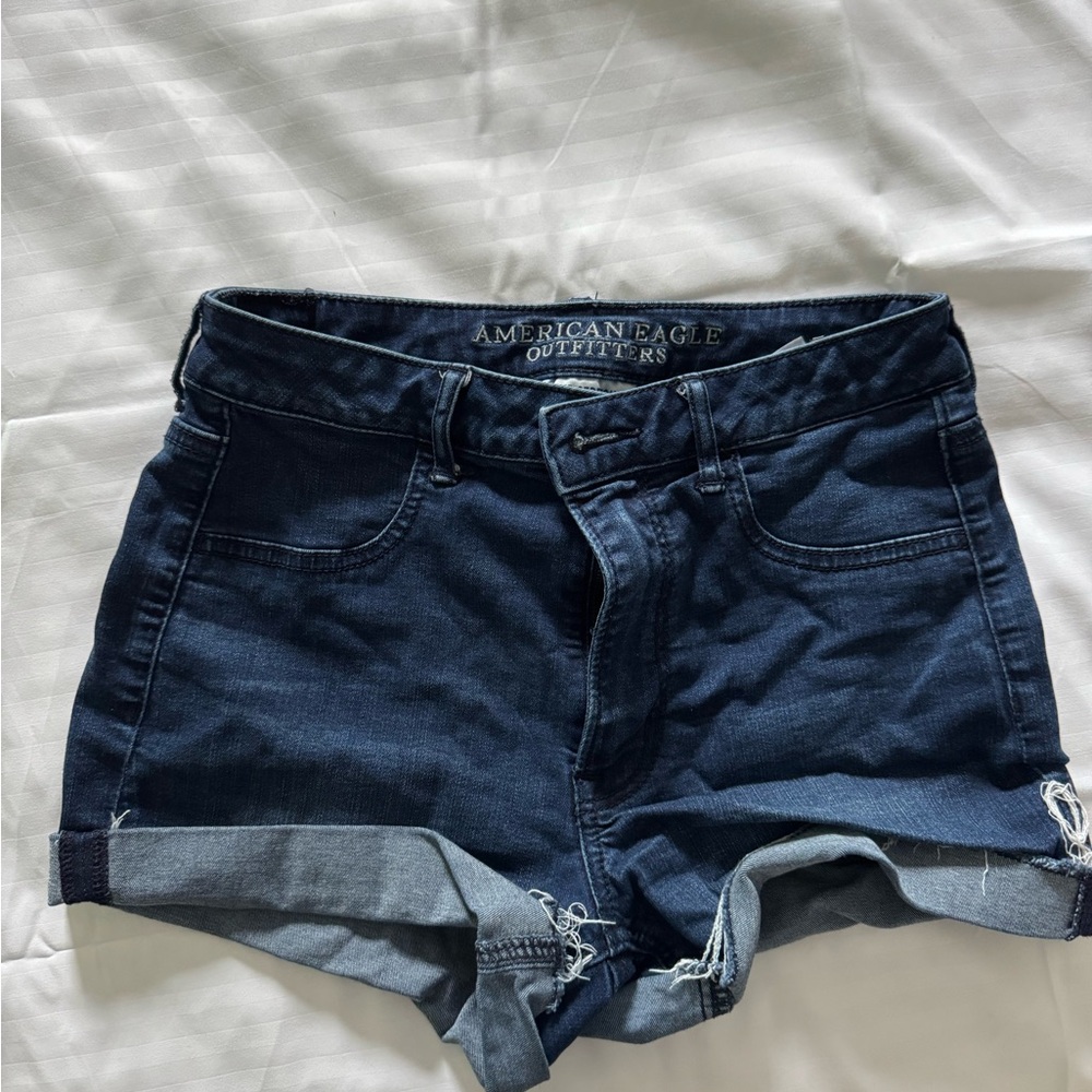 American Eagle Outfitters Dark Blue Sky High Jean Shorts